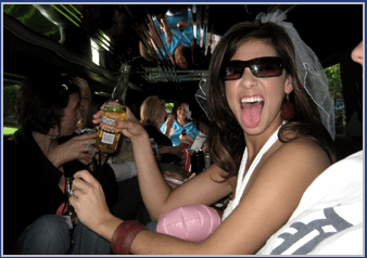 Bachelorette Partie riding in Elite Limousine Service Escalde Limo